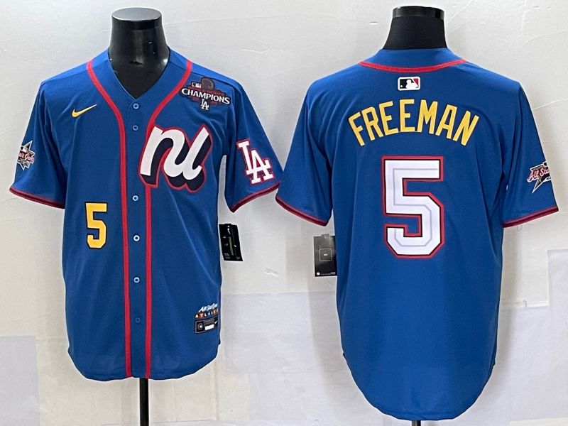Men 2025 Los Angeles Dodgers #5 Freeman Blue All star Nike MLB Jersey style 7